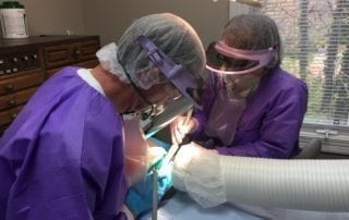 Safety measures being applied during amalgam filling removal