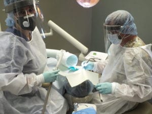 Safety measures being applied during amalgam filling removal