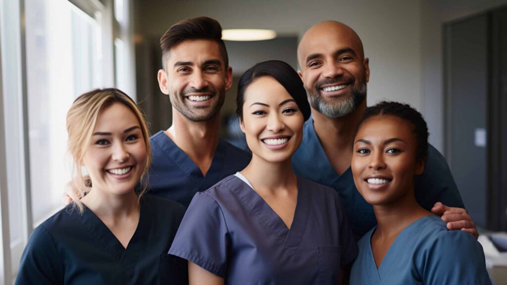 group of 5 diverse hygienists